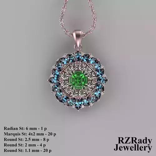 RZR-P057 emerald and topaz pendant
