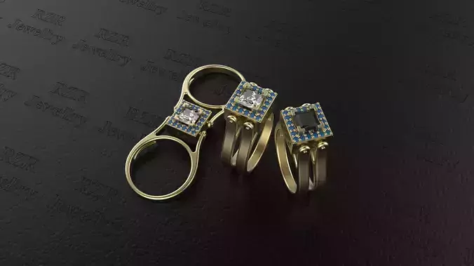 RZR-078 three gold rings with diamonds