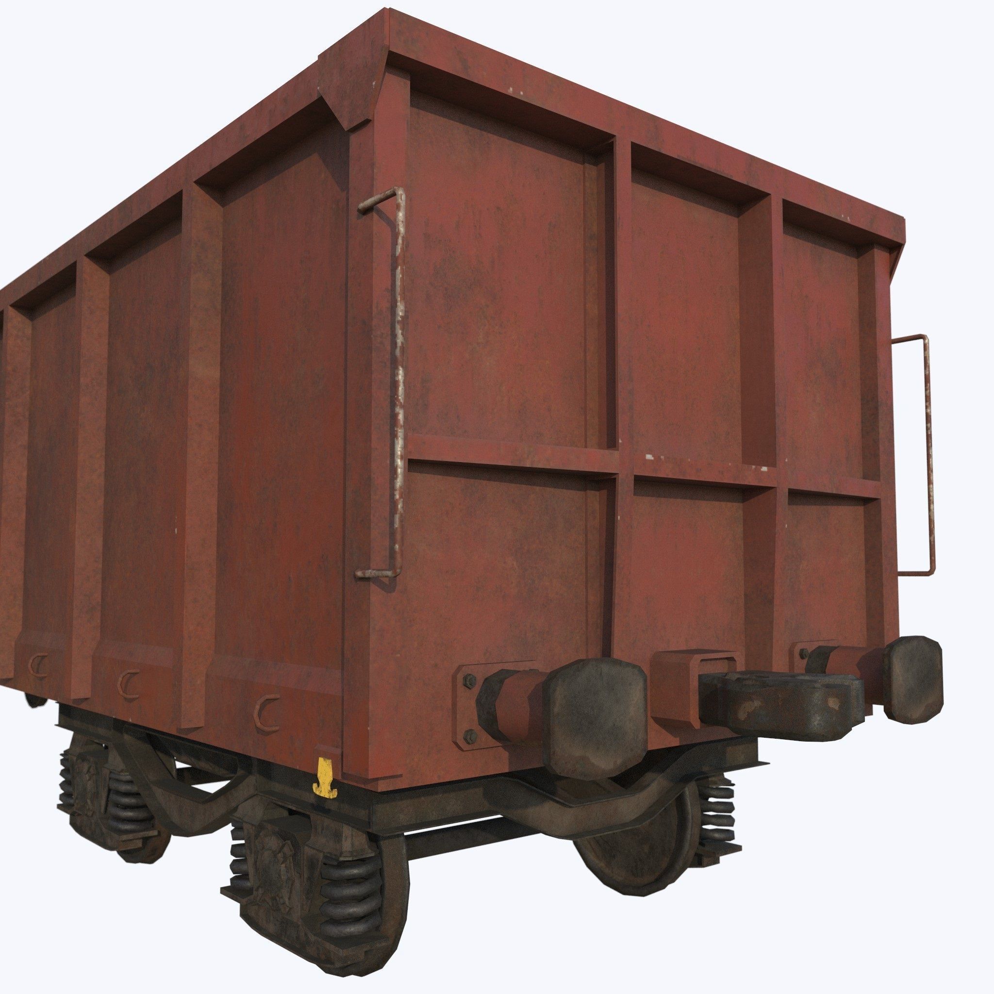 Railcar Open Top Low-poly 3D model_2