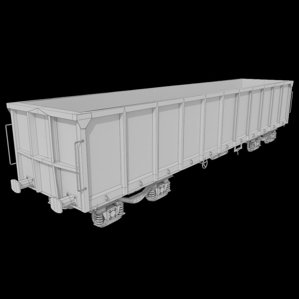 Railcar Open Top Low-poly 3D model_5
