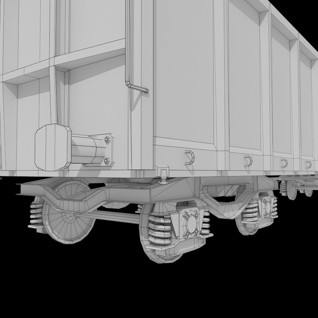 Railcar Open Top Low-poly 3D model_8