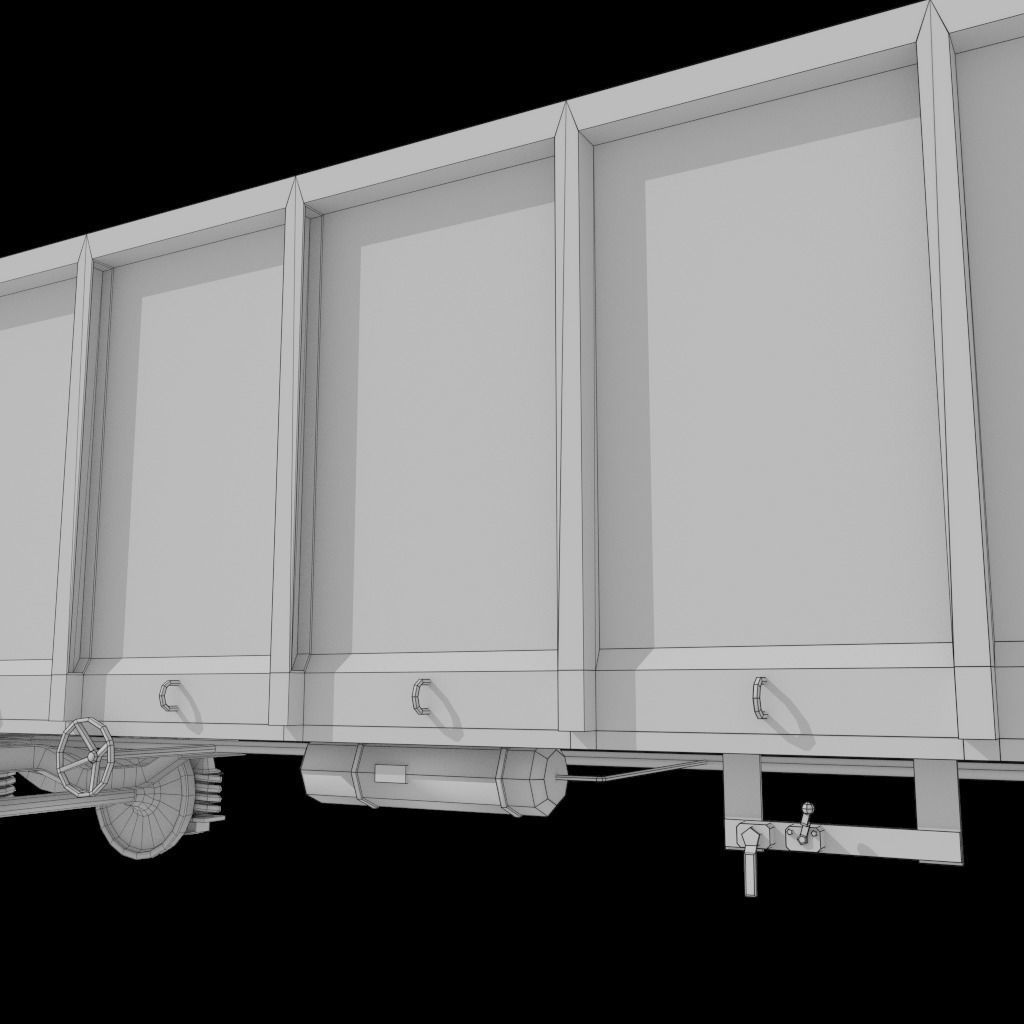 Railcar Open Top Low-poly 3D model_6