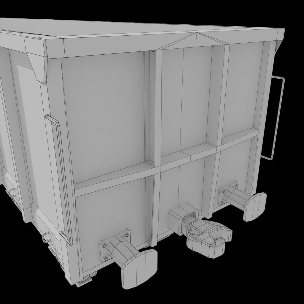 Railcar Open Top Low-poly 3D model_7