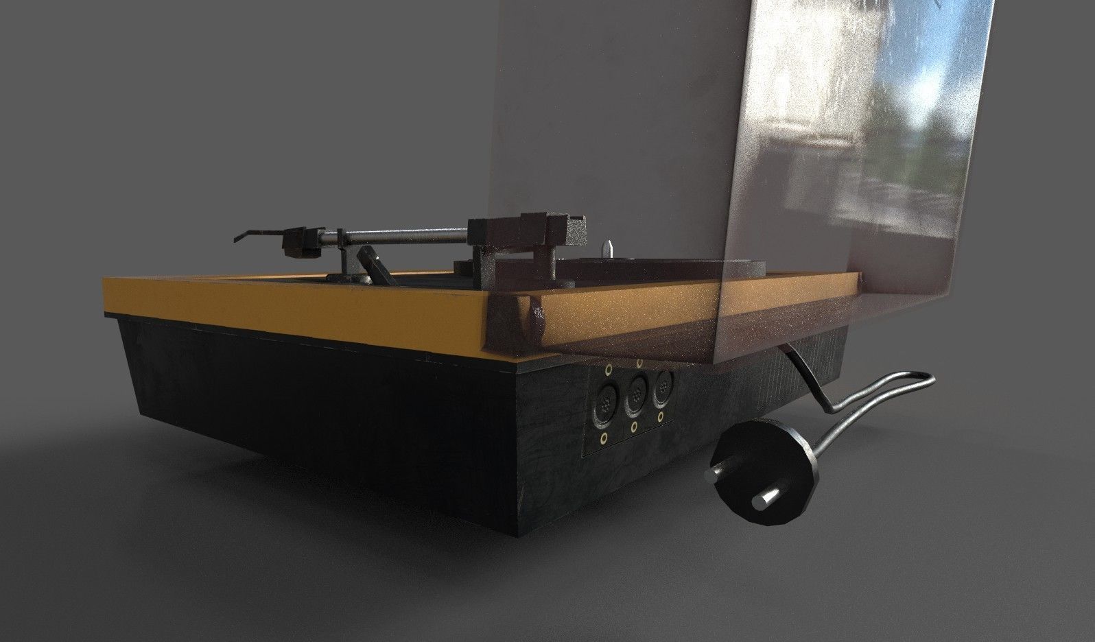 Vintage Gramophone Low-poly 3D model_10