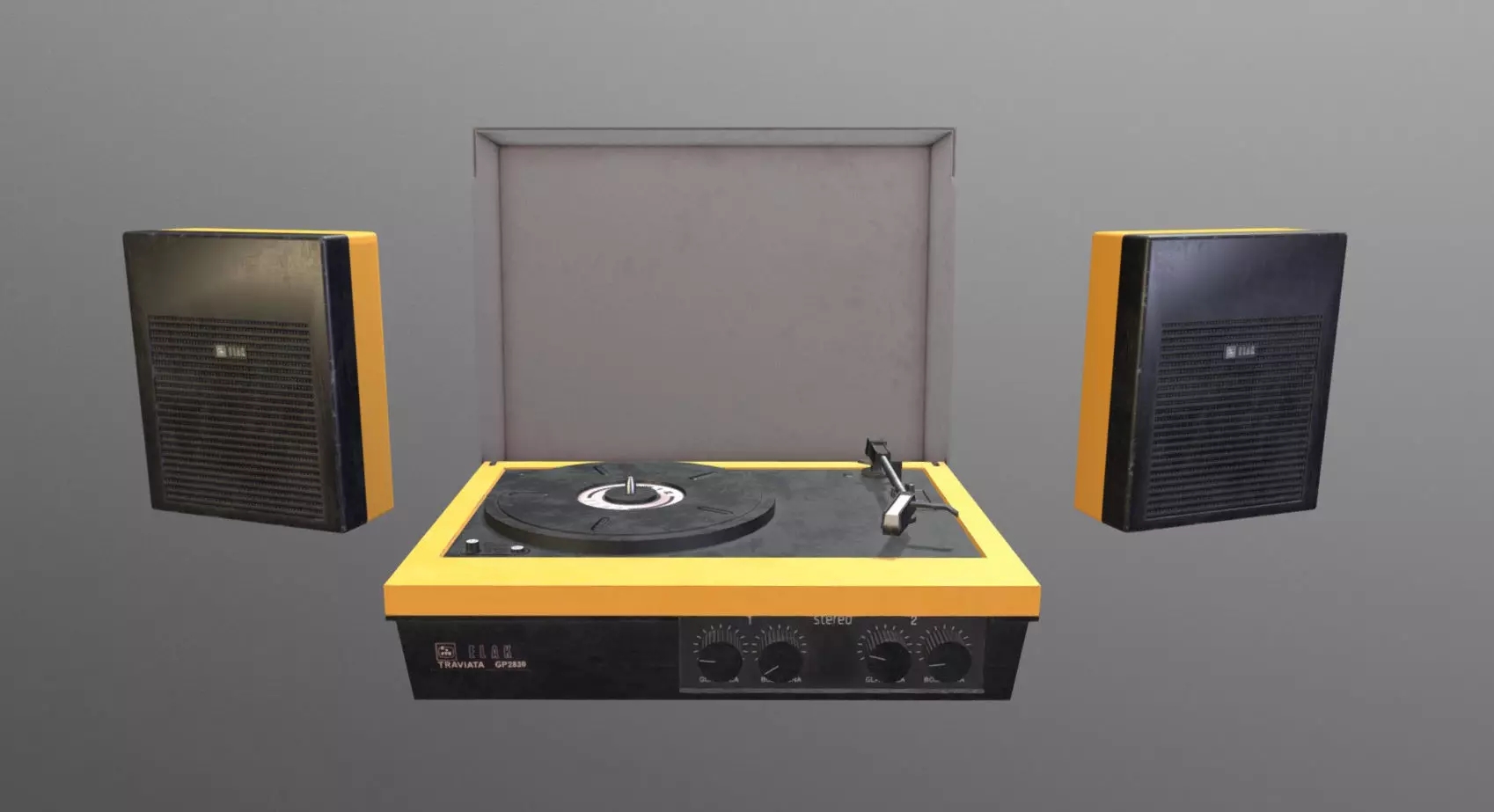 Vintage Gramophone Low-poly 3D model_0