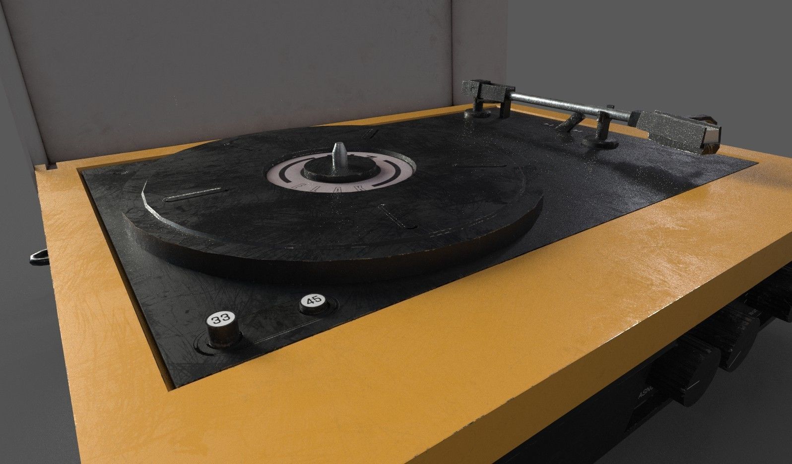 Vintage Gramophone Low-poly 3D model_11