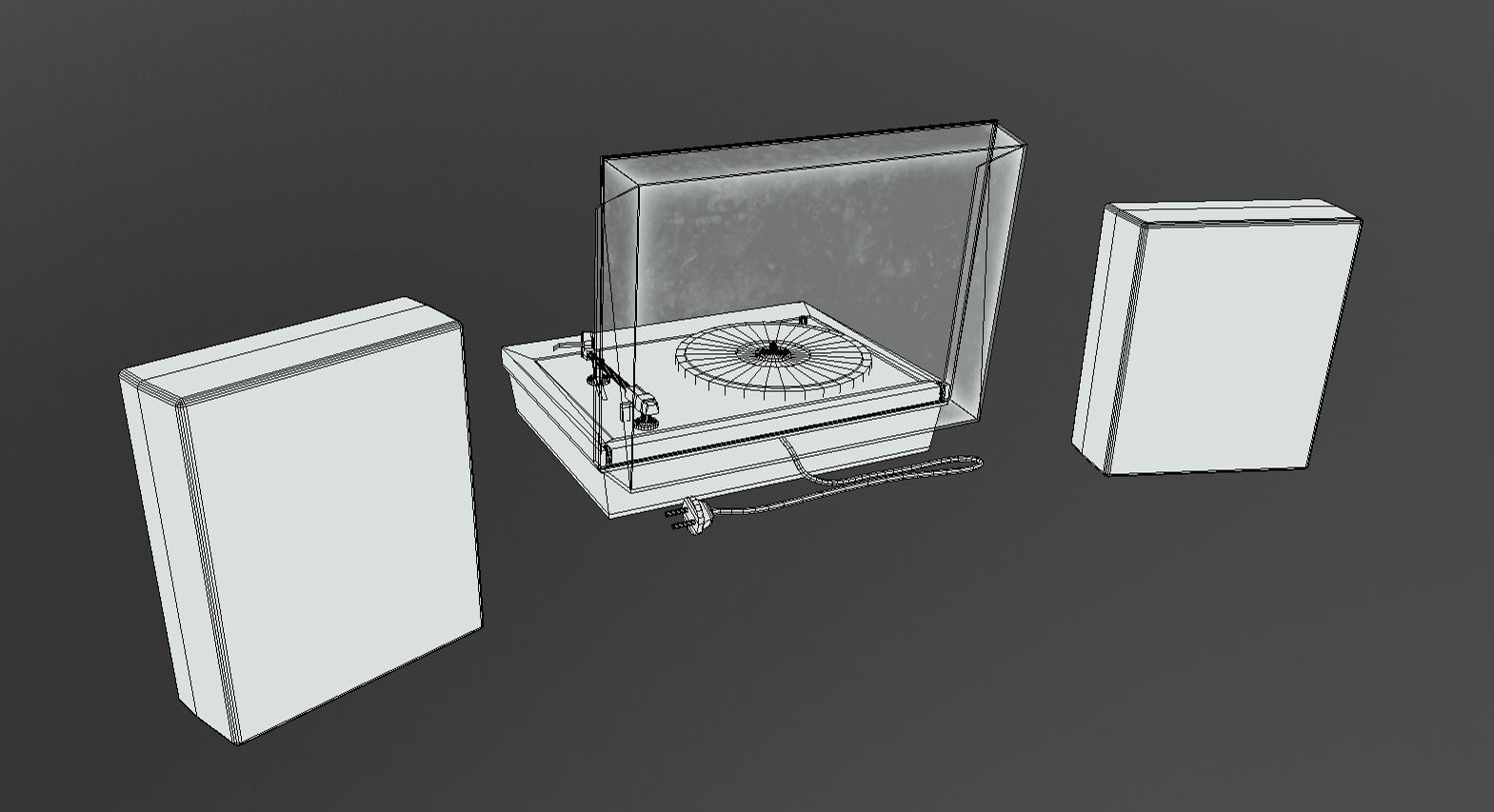 Vintage Gramophone Low-poly 3D model_5