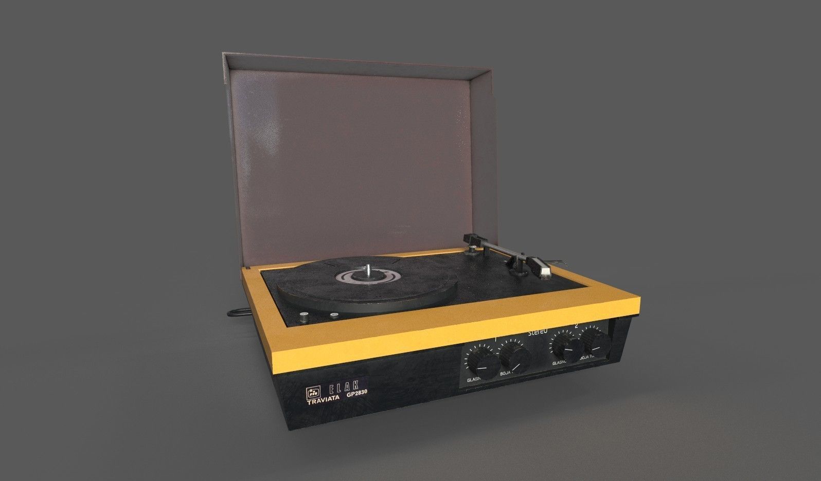 Vintage Gramophone Low-poly 3D model_7