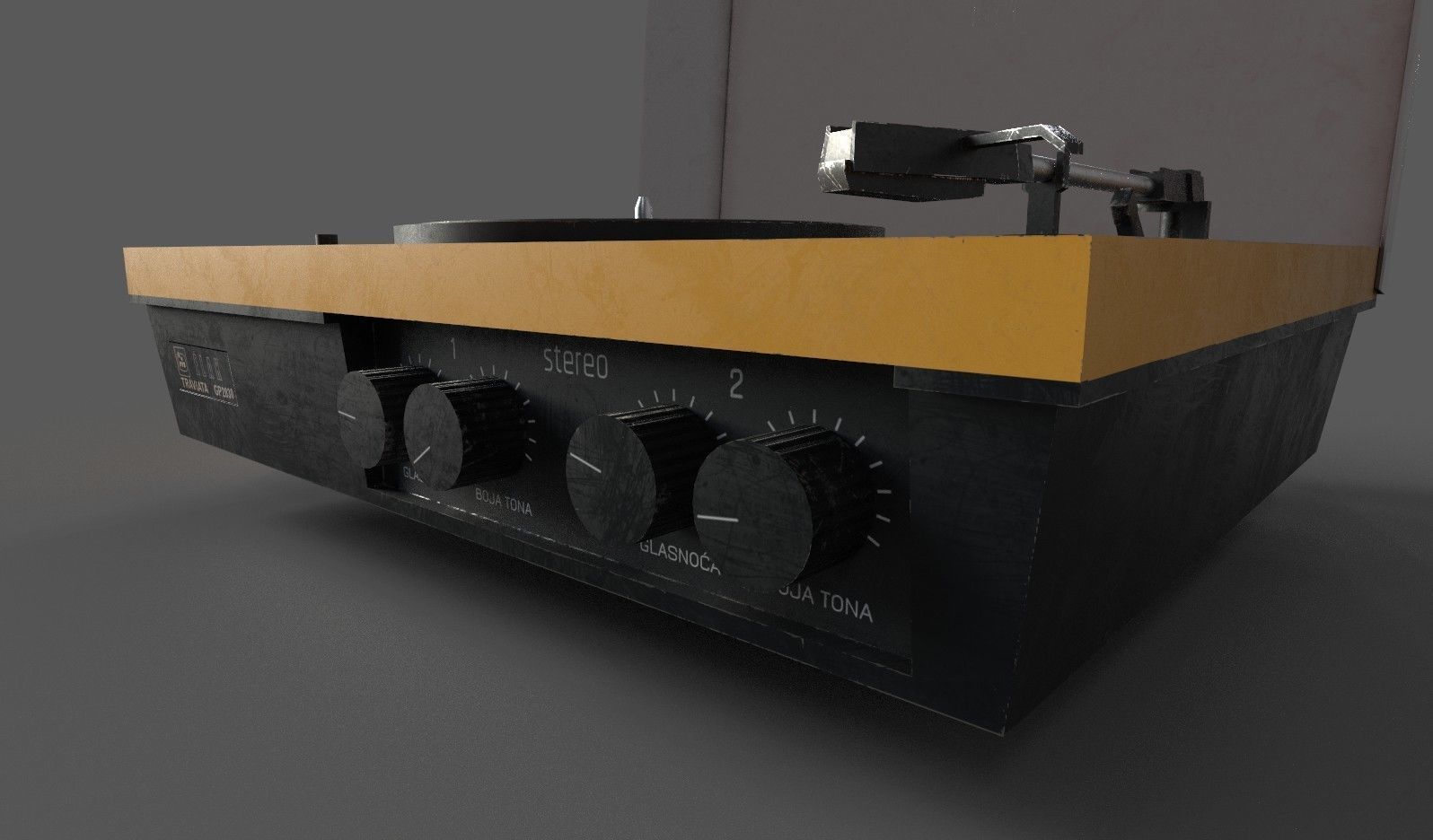 Vintage Gramophone Low-poly 3D model_9