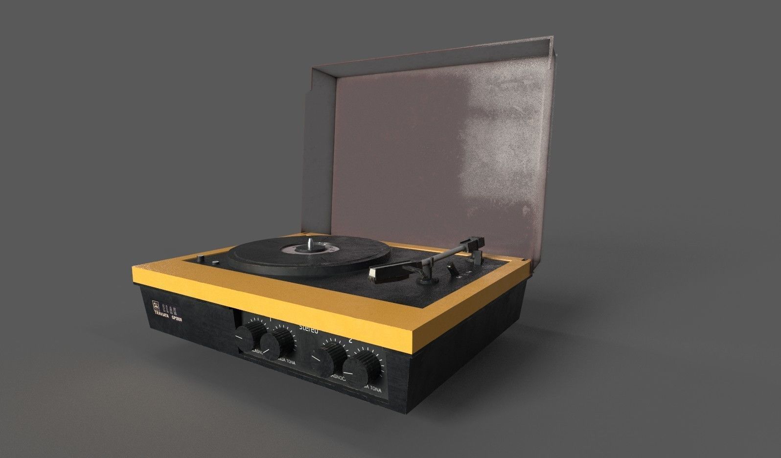 Vintage Gramophone Low-poly 3D model_6