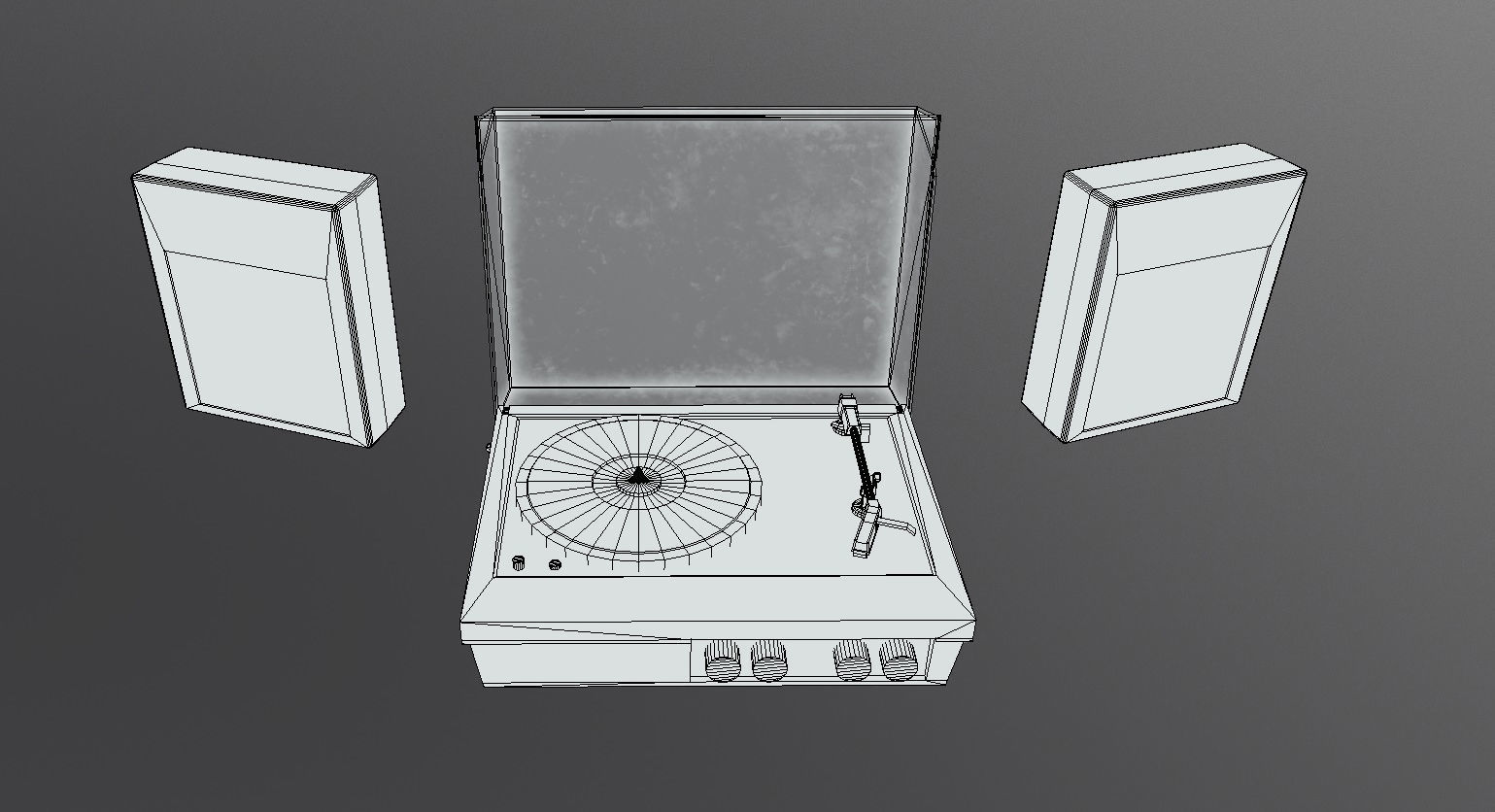 Vintage Gramophone Low-poly 3D model_4