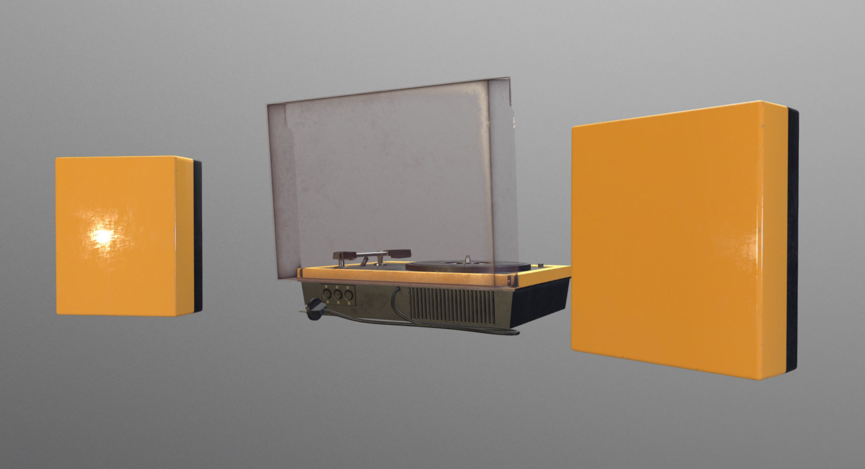 Vintage Gramophone Low-poly 3D model_3