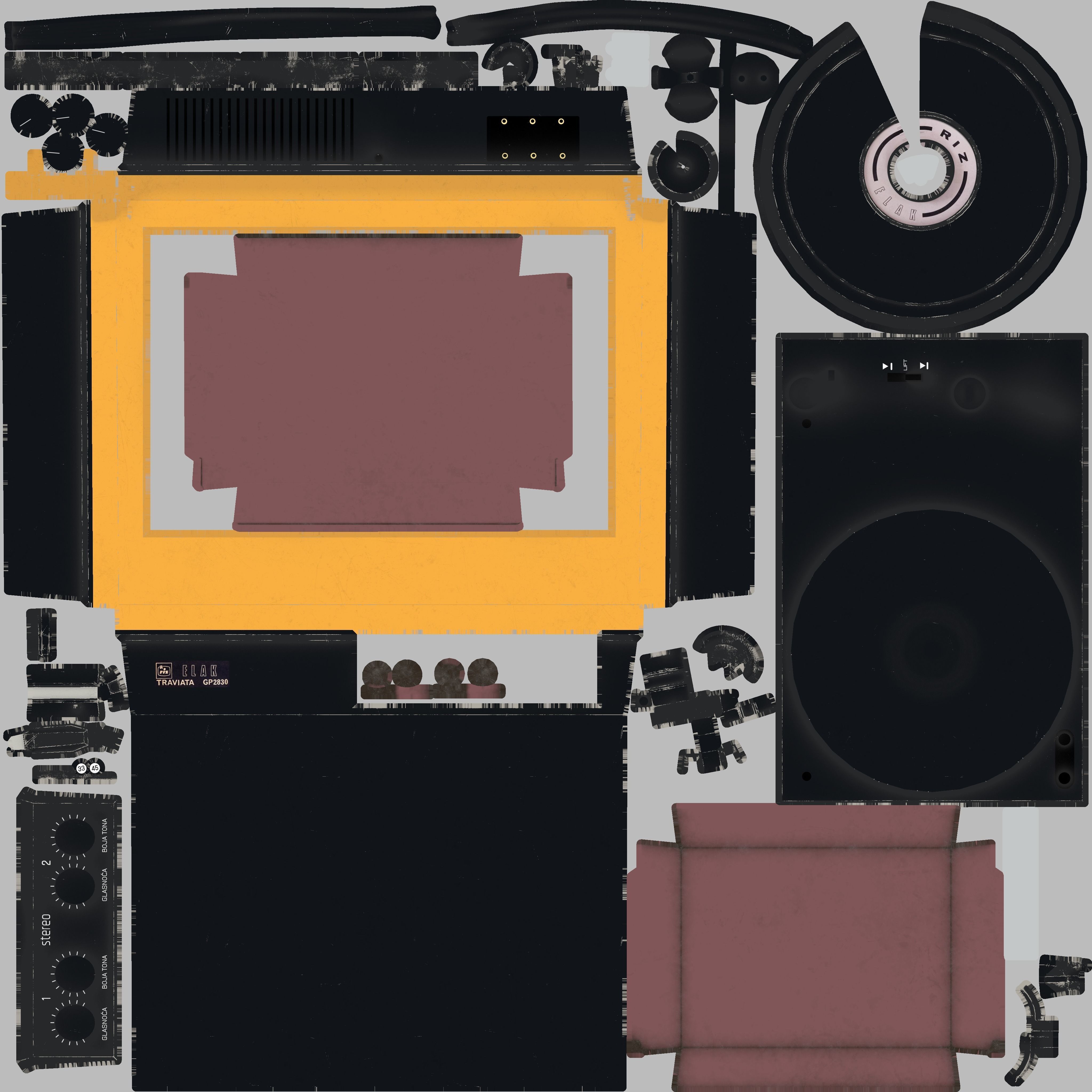 Vintage Gramophone Low-poly 3D model_16