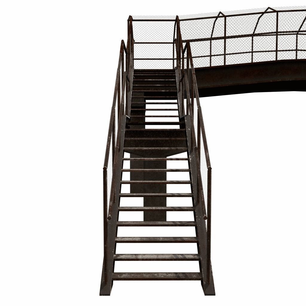 Pedestrian Bridge Low-poly 3D model_7