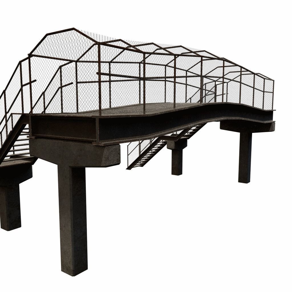 Pedestrian Bridge Low-poly 3D model_5