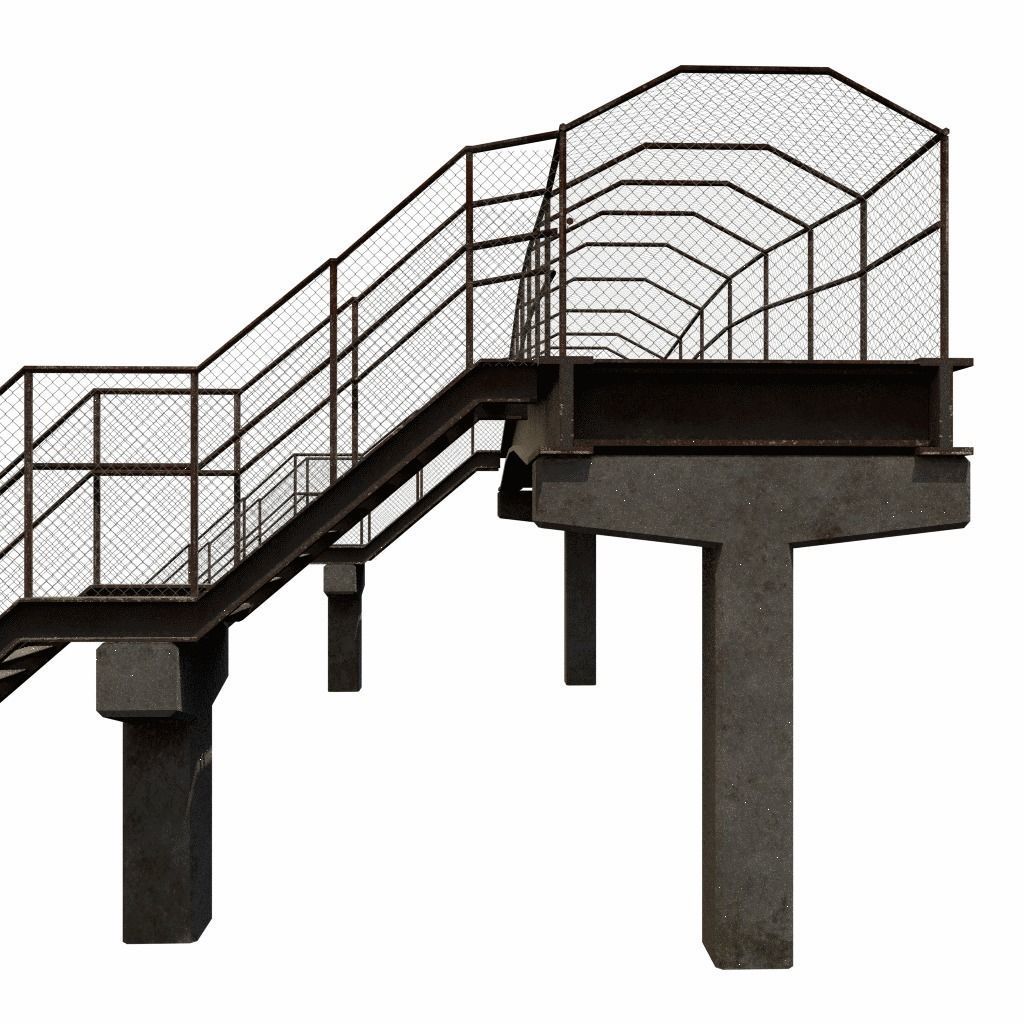 Pedestrian Bridge Low-poly 3D model_4