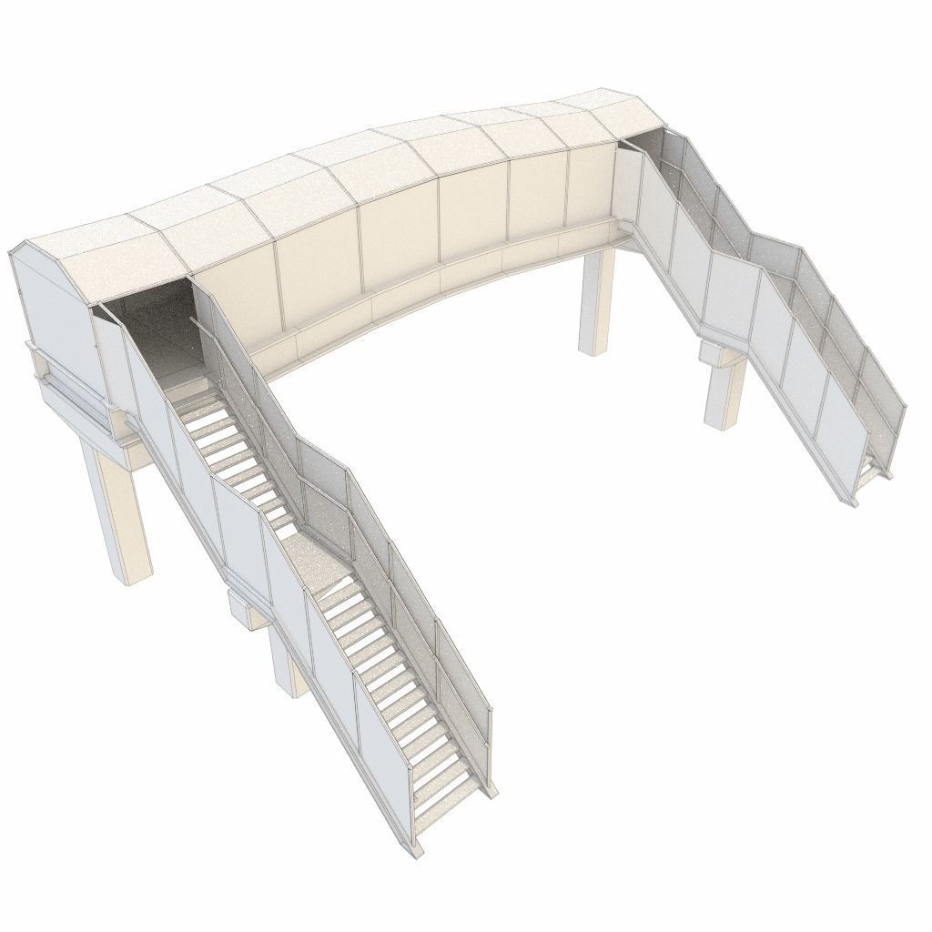 Pedestrian Bridge Low-poly 3D model_8
