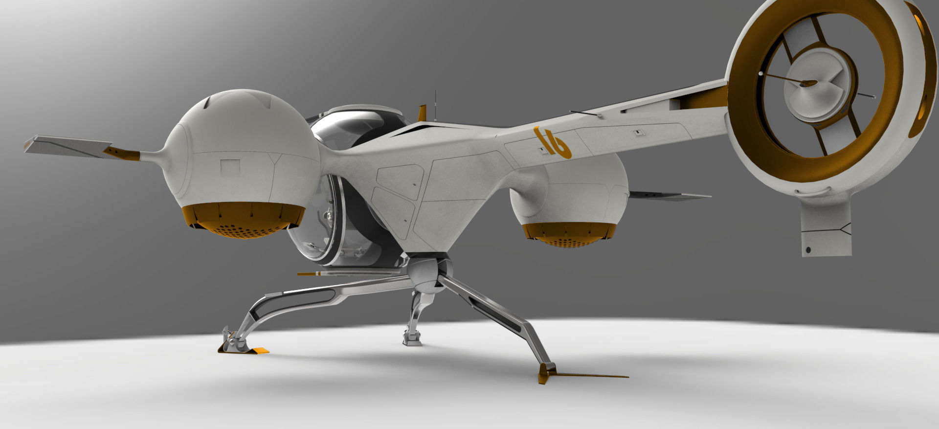 Futuristic Self Balancing Helicopter - Oblivion Concept 3D model_2