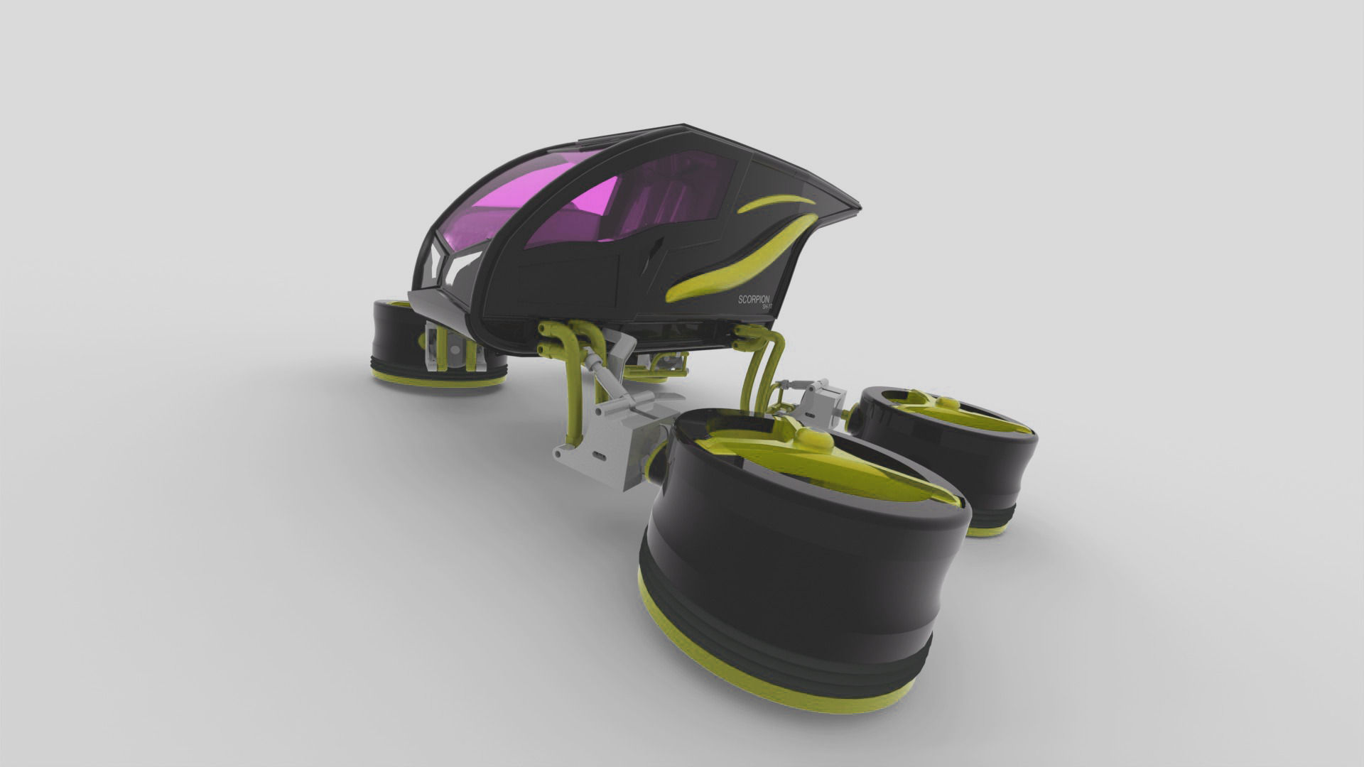 Futuristic Personal Quadropter Aircraft 3D model_1