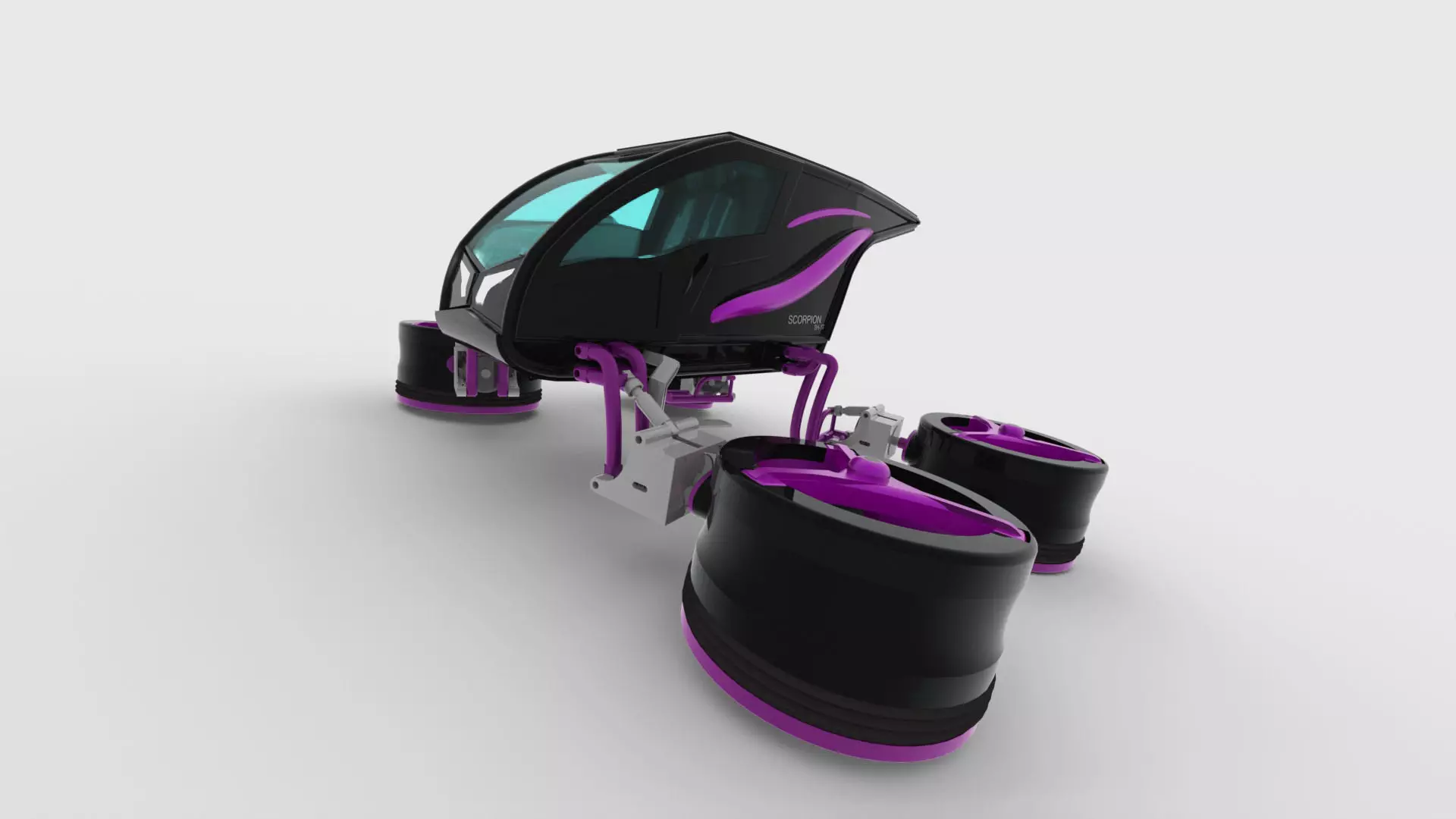 Futuristic Personal Quadropter Aircraft 3D model_0