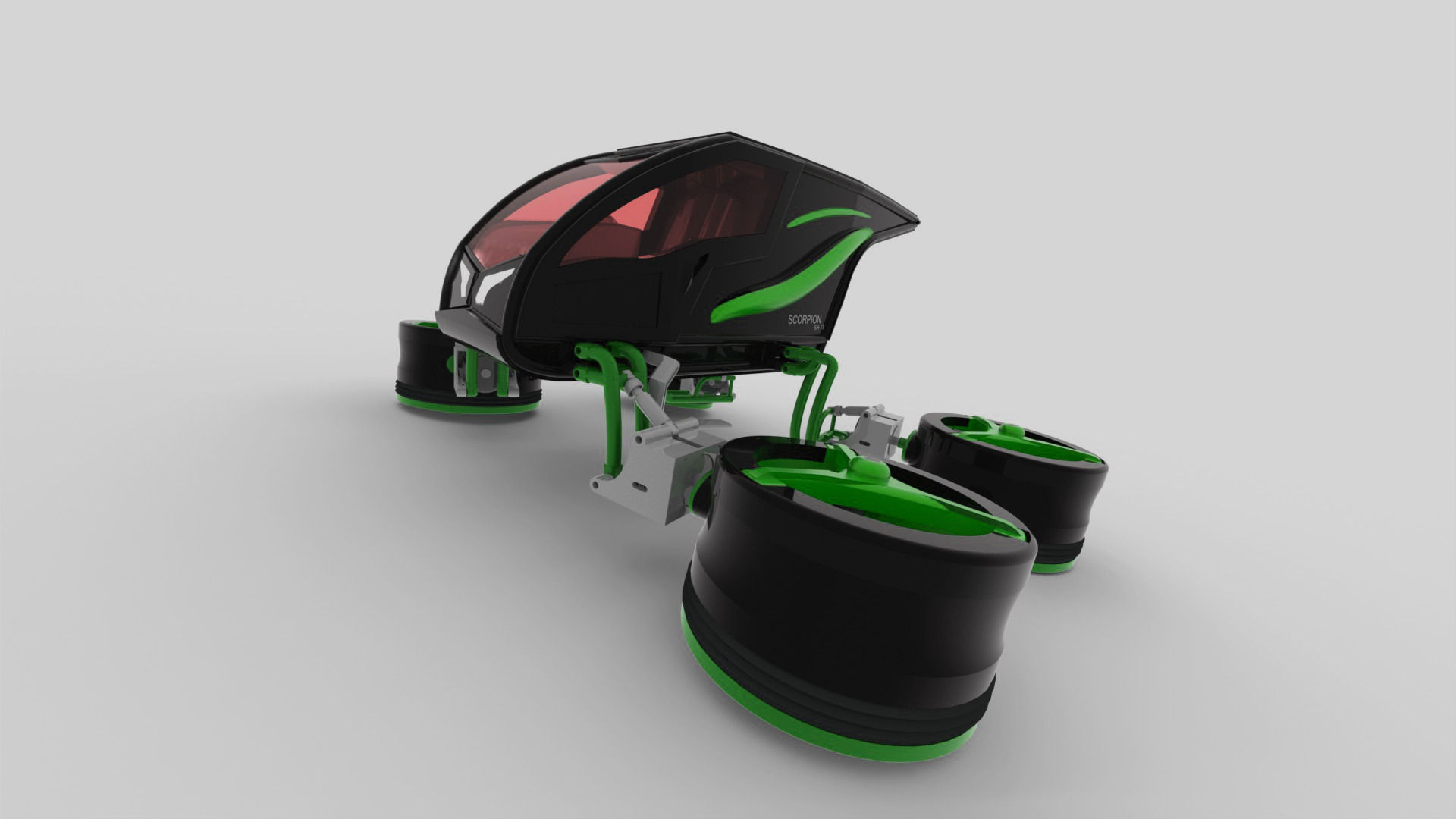 Futuristic Personal Quadropter Aircraft 3D model_2
