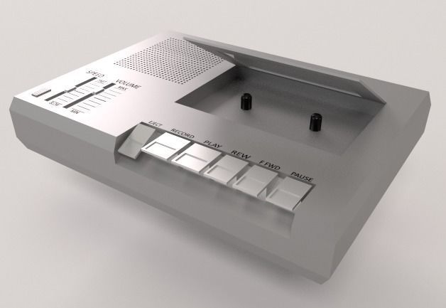 Cassette Tape Recorder Low-poly 3D model_3