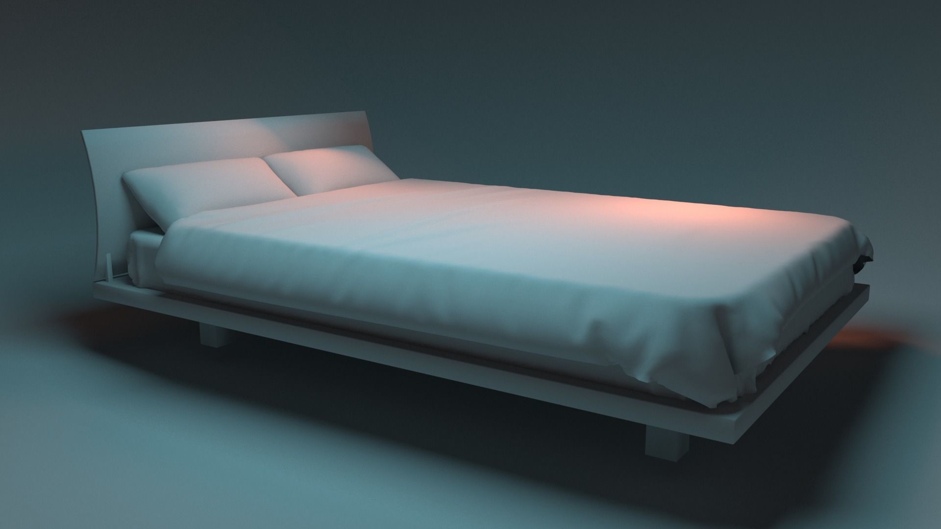 Modern contemporary bed Low-poly 3D model_5