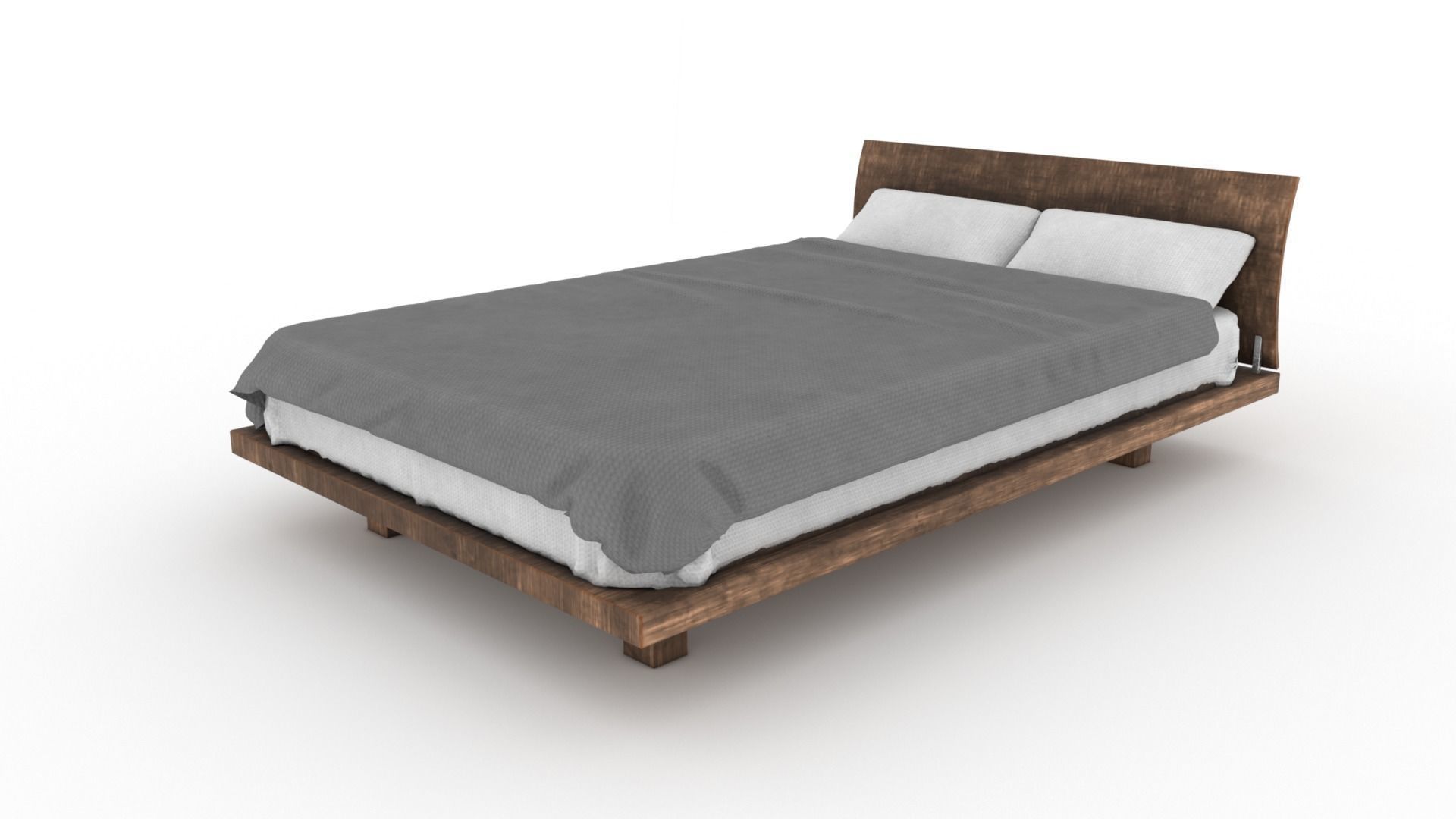 Modern contemporary bed Low-poly 3D model_2