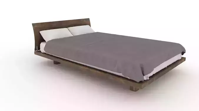 Modern contemporary bed Low-poly 3D model