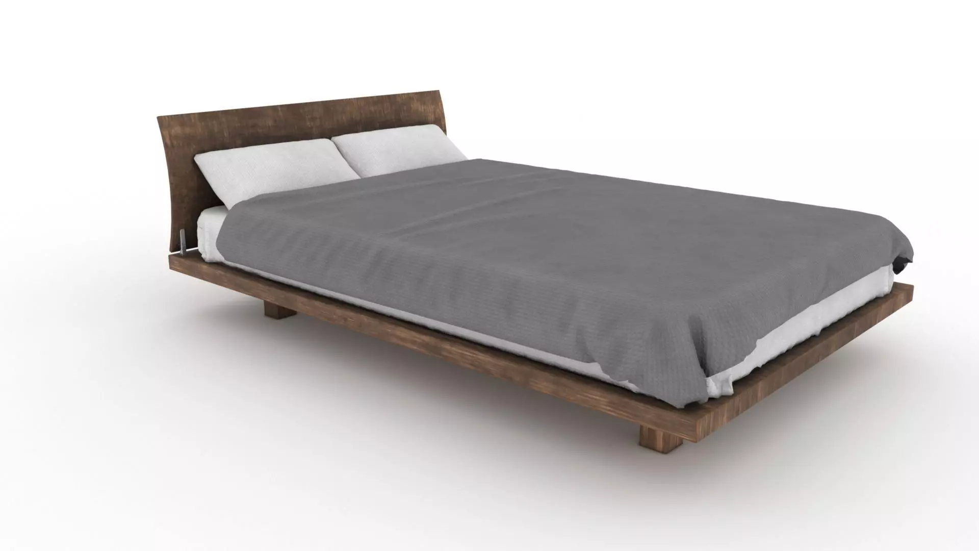 Modern contemporary bed Low-poly 3D model_0