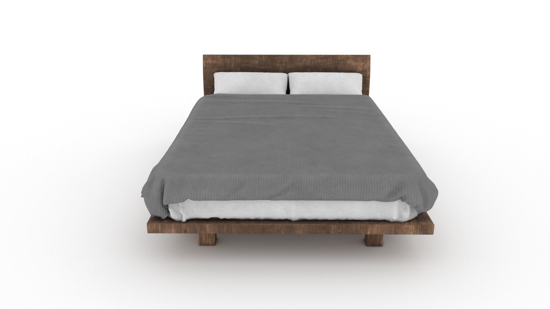 Modern contemporary bed Low-poly 3D model_4