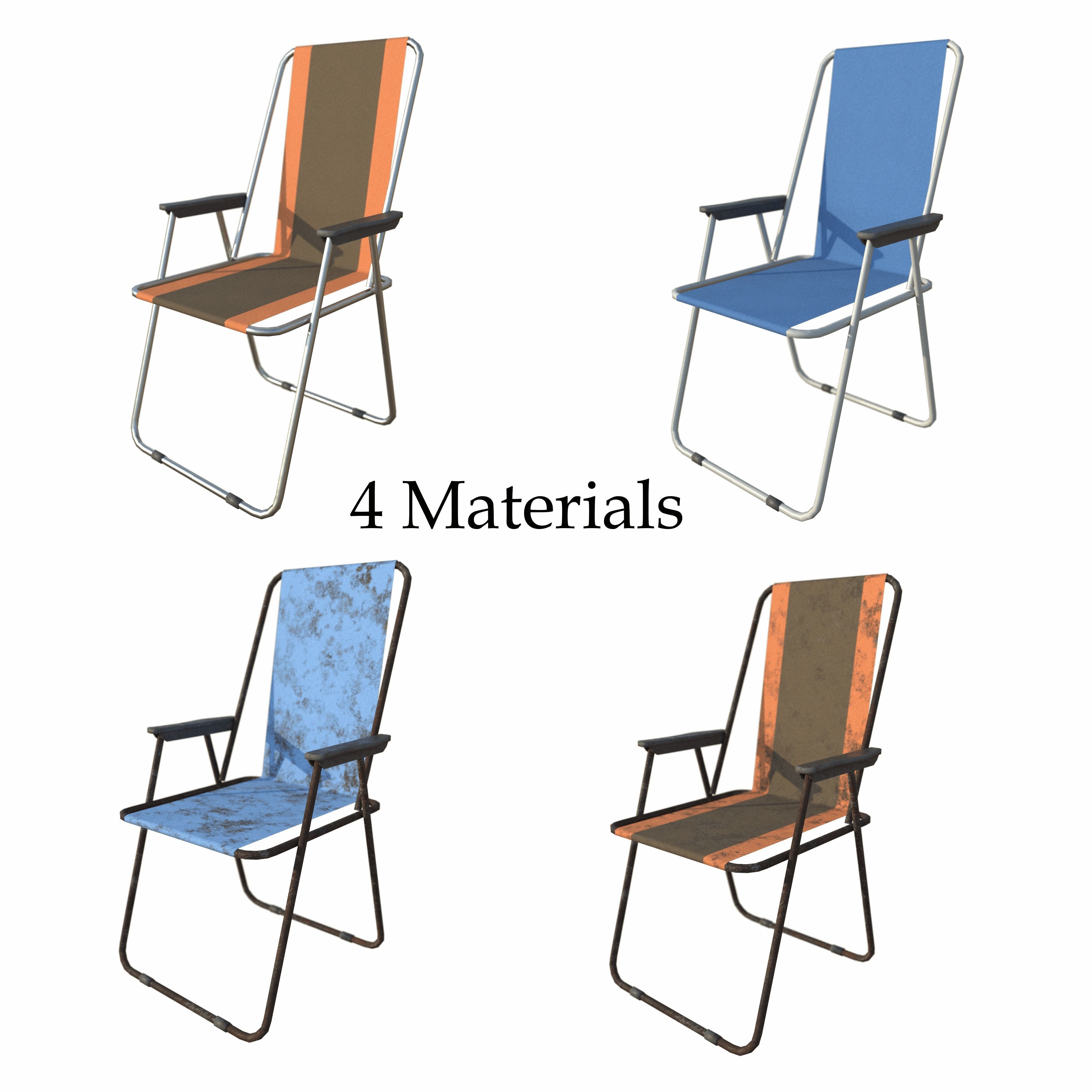 Camping Chair Low-poly 3D model_1