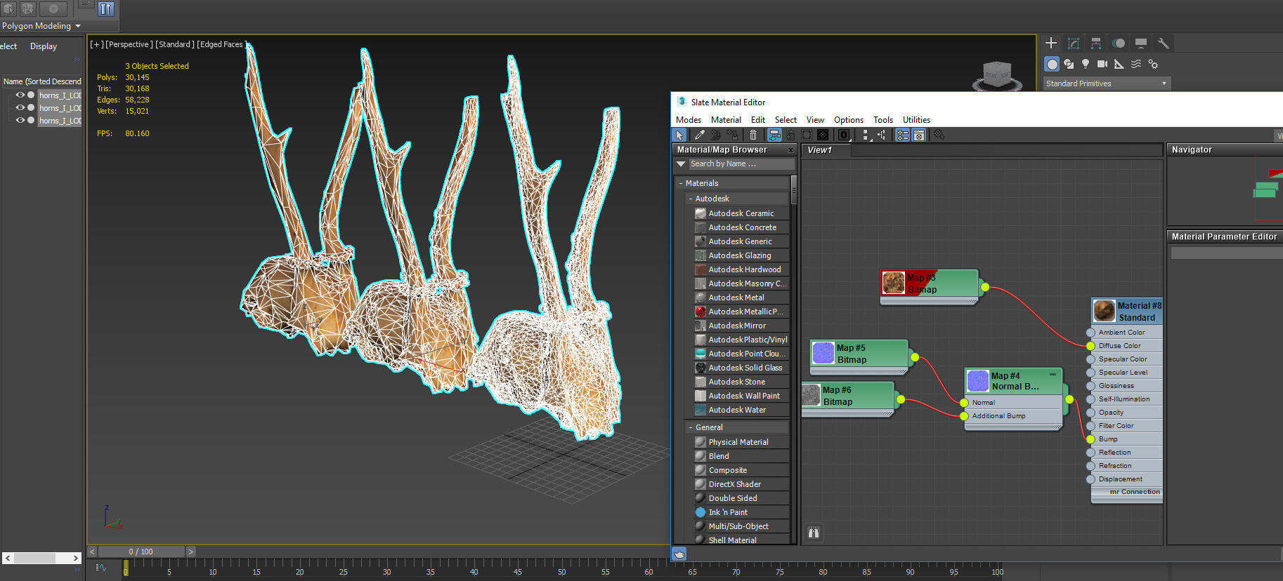 Scanned photorealistic broken roe dear skull with horns Low-poly 3D model_23