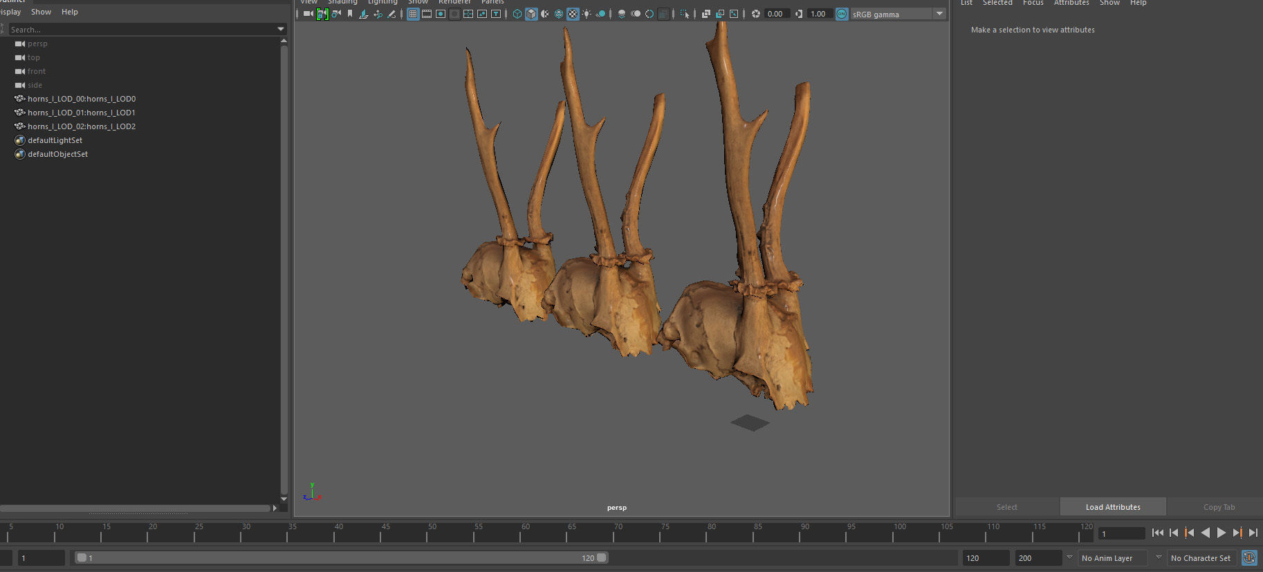 Scanned photorealistic broken roe dear skull with horns Low-poly 3D model_21