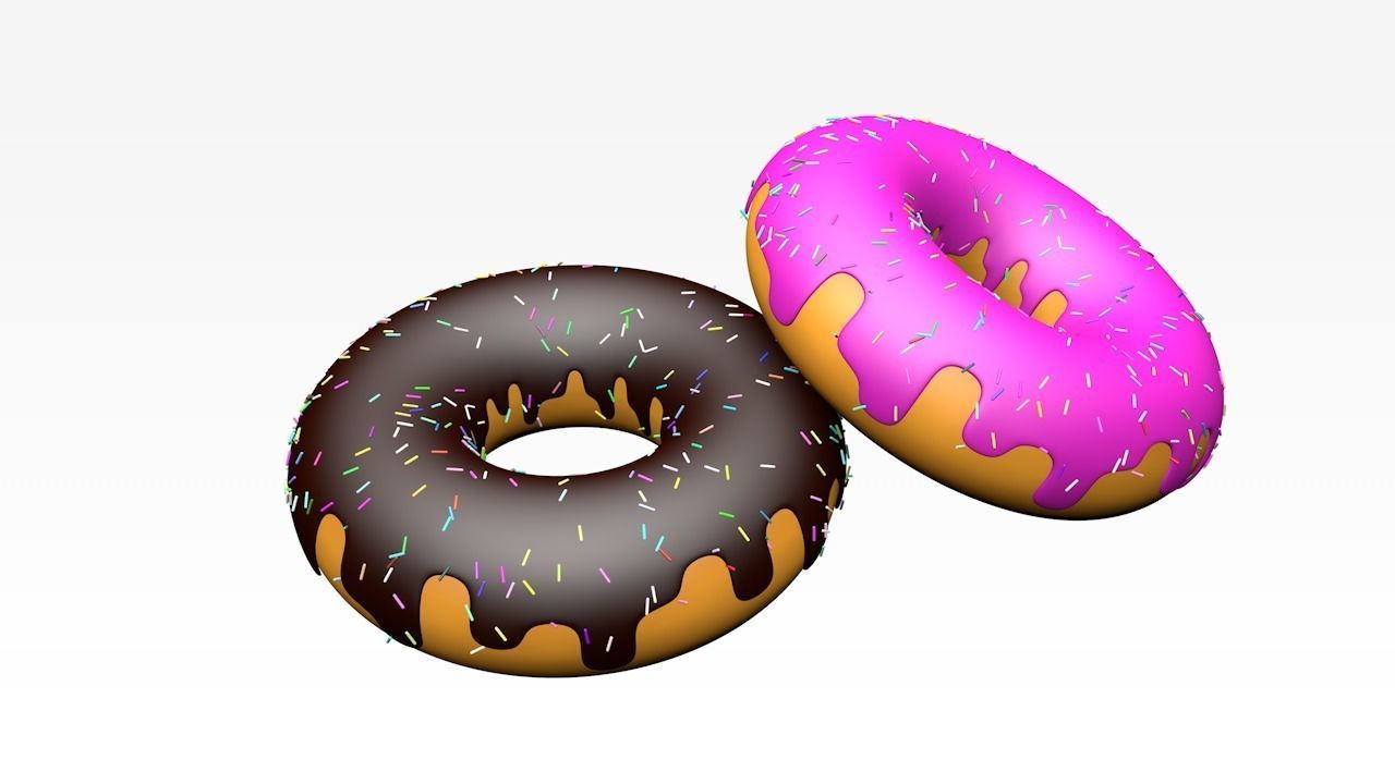 DONUTS two with chocolate and icing Low-poly 3D model_1