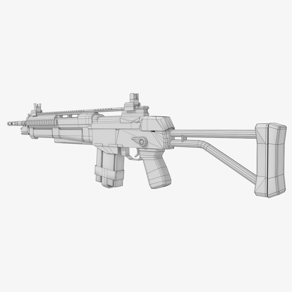Assault Rifle Low-poly 3D model_8