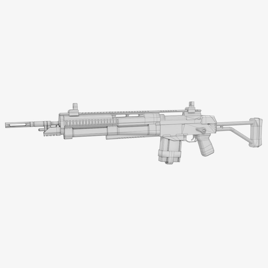Assault Rifle Low-poly 3D model_7