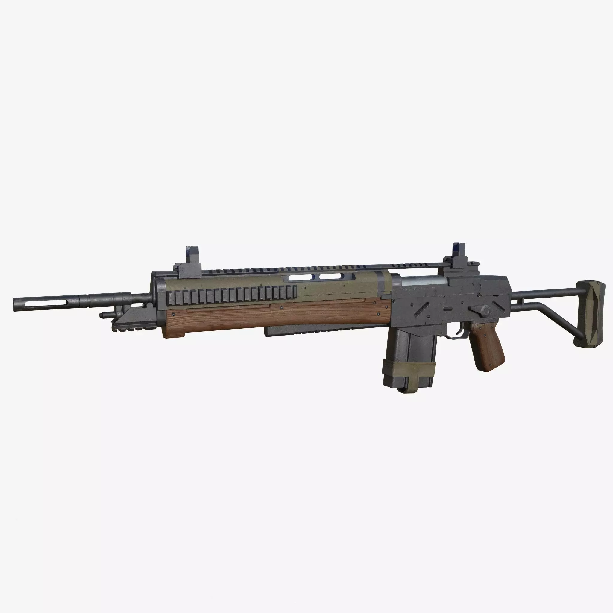 Assault Rifle Low-poly 3D model_0