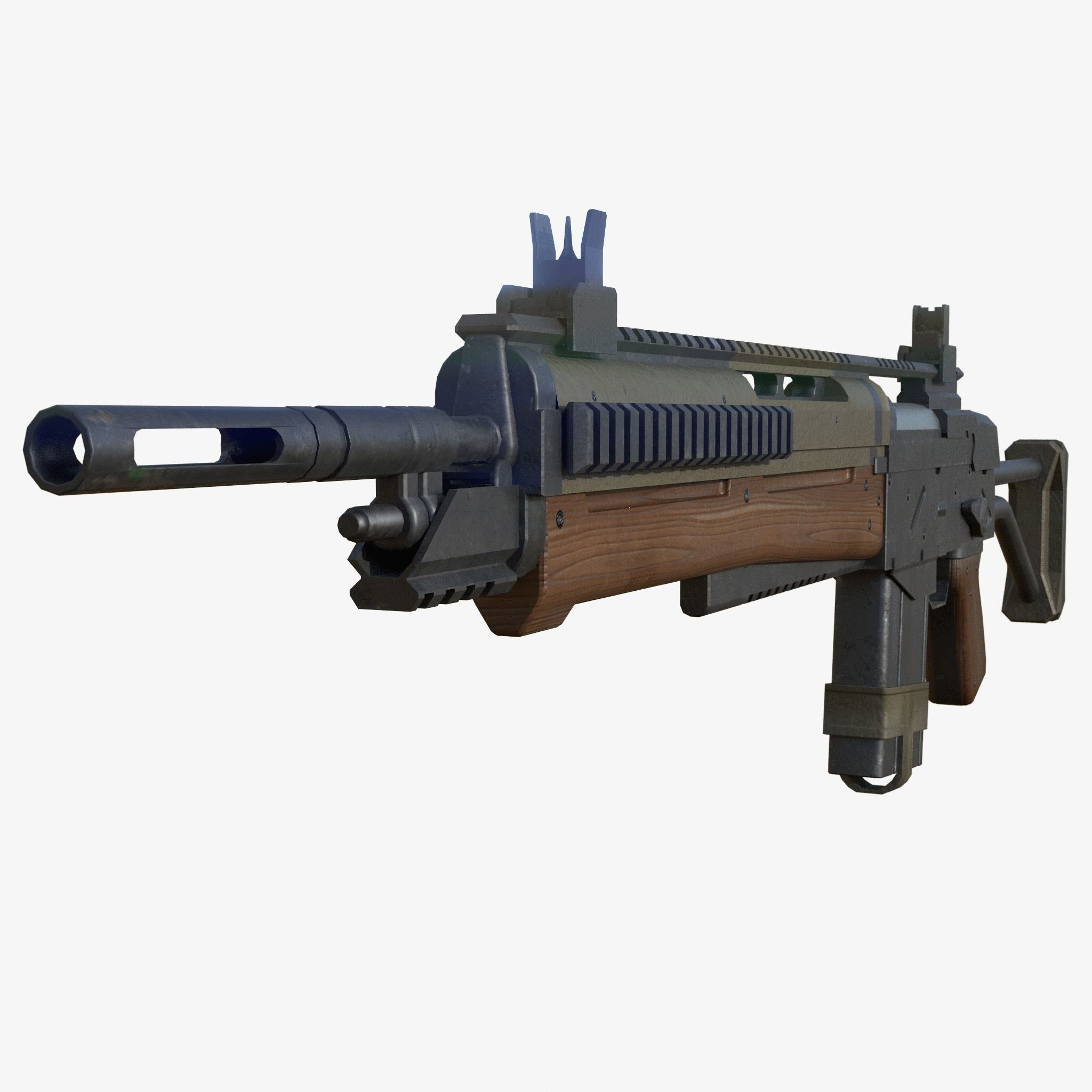 Assault Rifle Low-poly 3D model_5