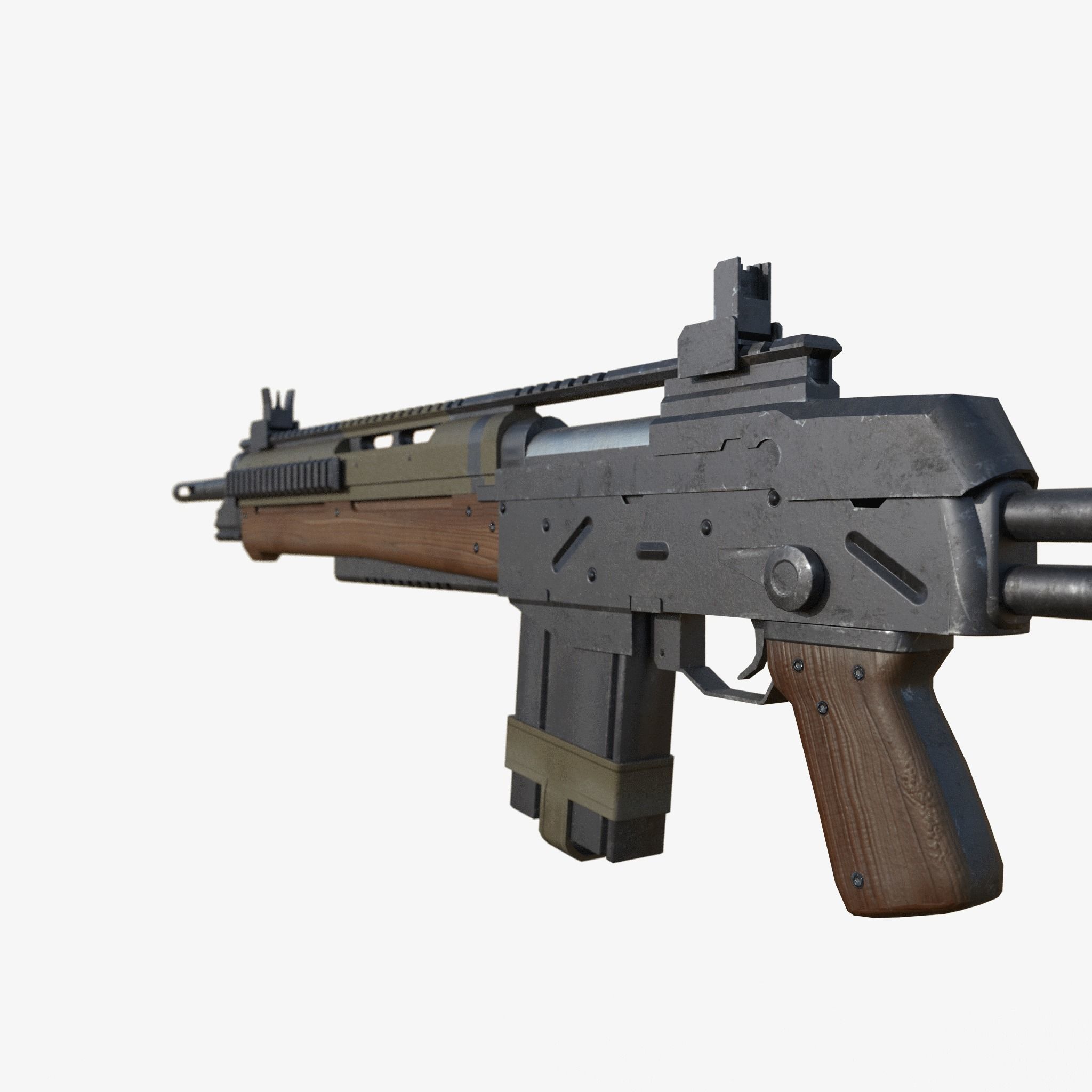 Assault Rifle Low-poly 3D model_3