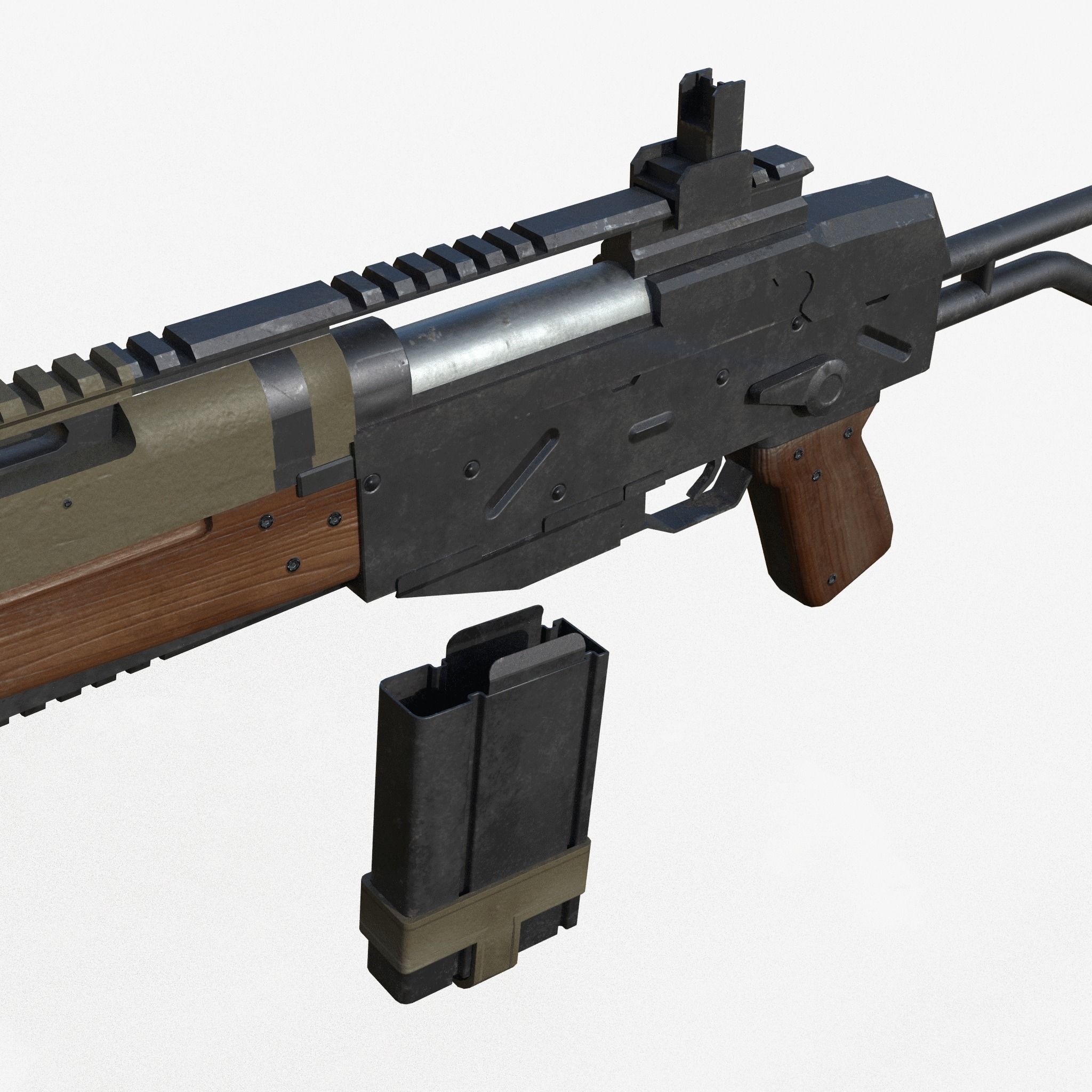 Assault Rifle Low-poly 3D model_1