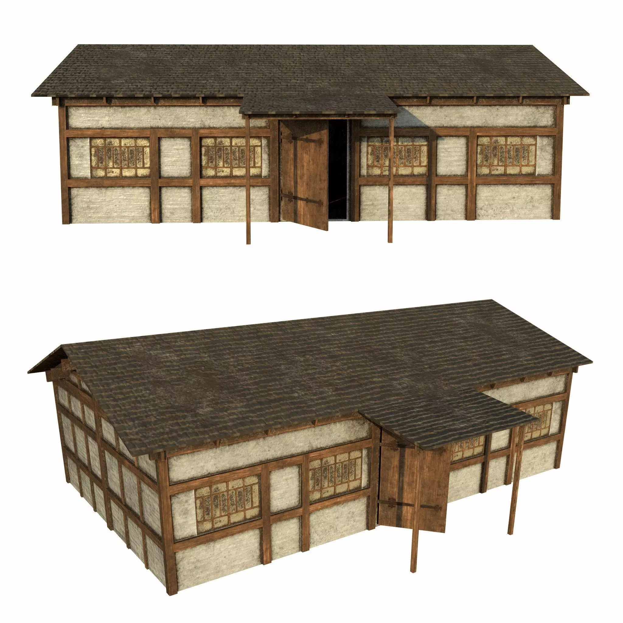 Medieval House Low-poly 3D model_0