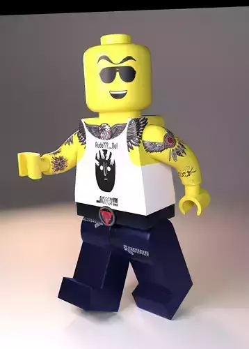Lego tattoo man Low-poly 3D model