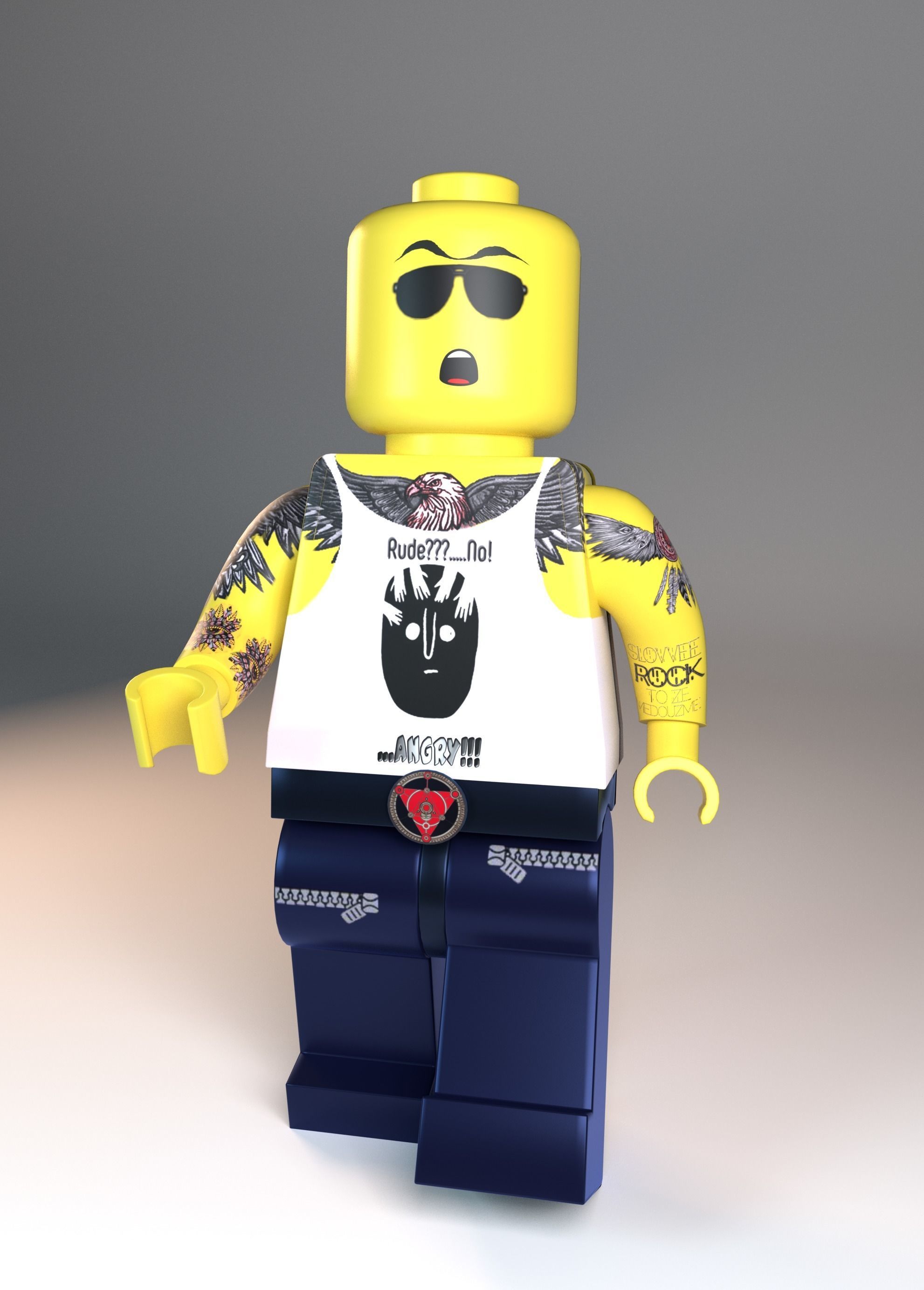Lego tattoo man Low-poly 3D model_8
