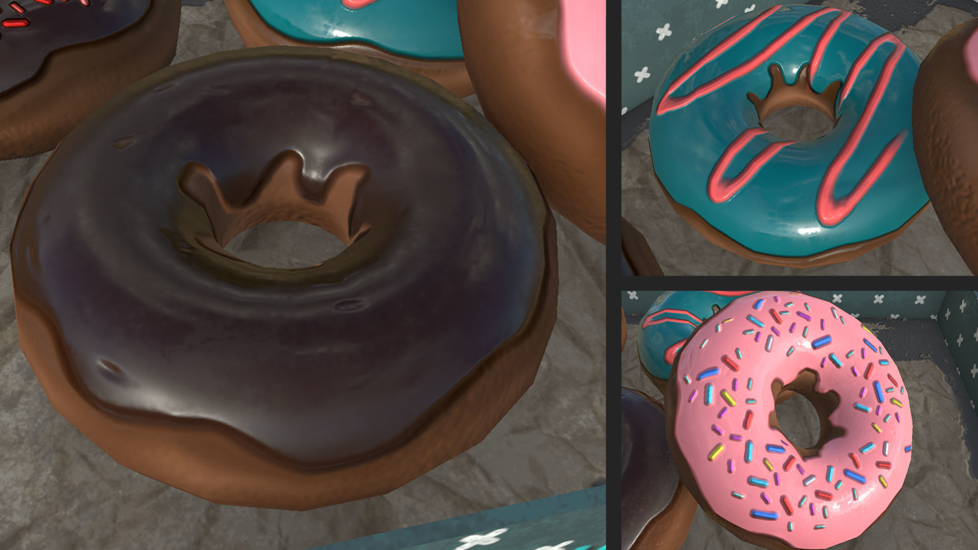 Unicorn Donut box Low-poly 3D model_5