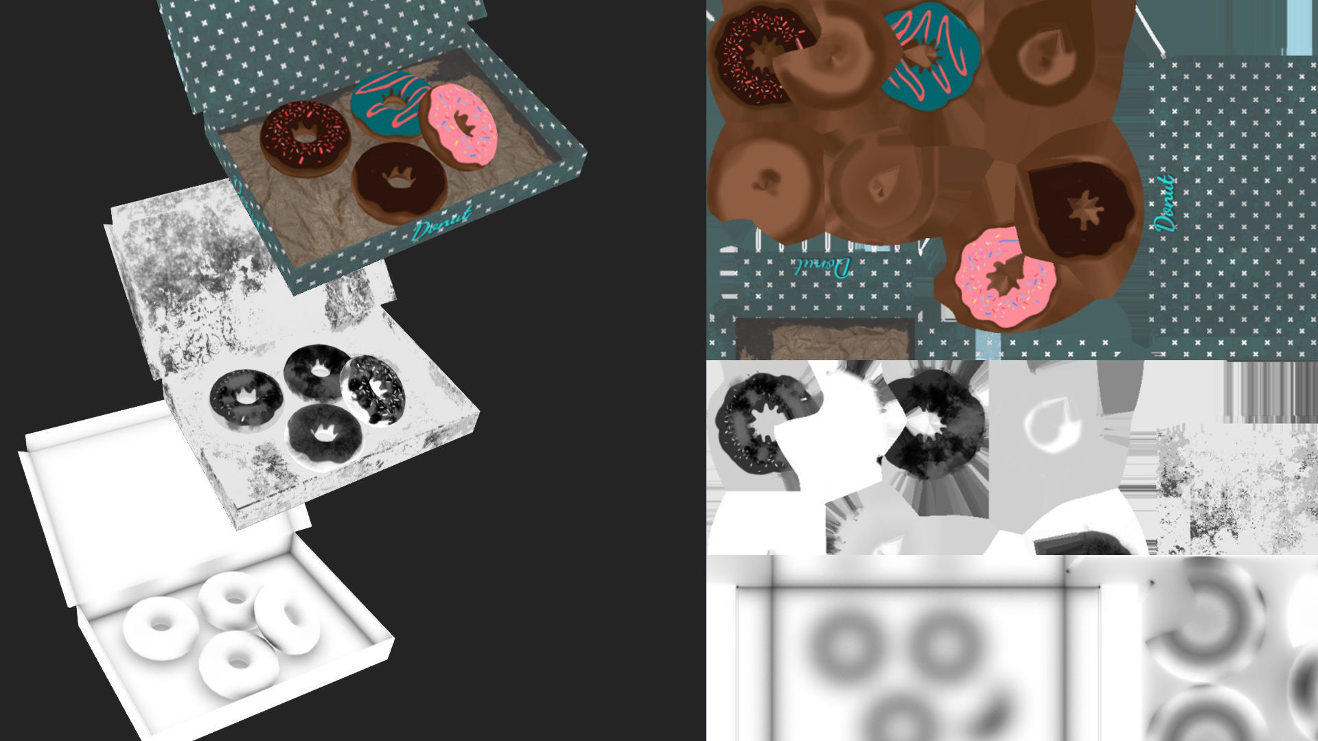 Unicorn Donut box Low-poly 3D model_4