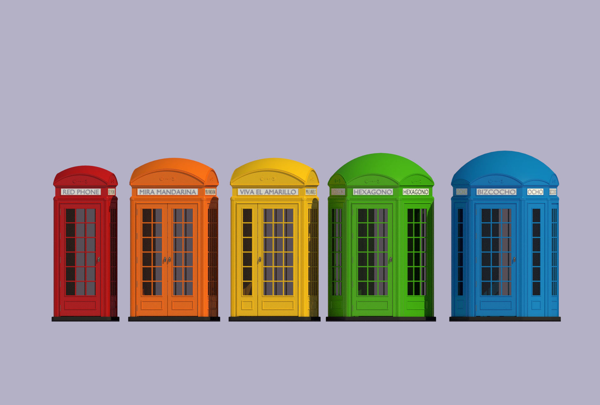 5x Classic British Phone Both different shapes 3D model_11
