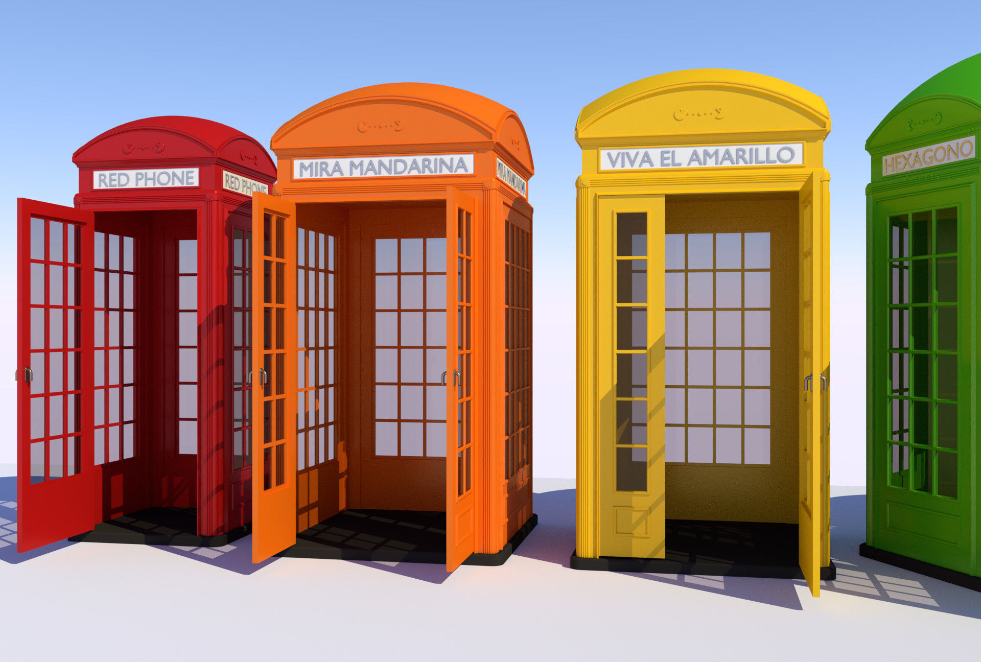 5x Classic British Phone Both different shapes 3D model_9