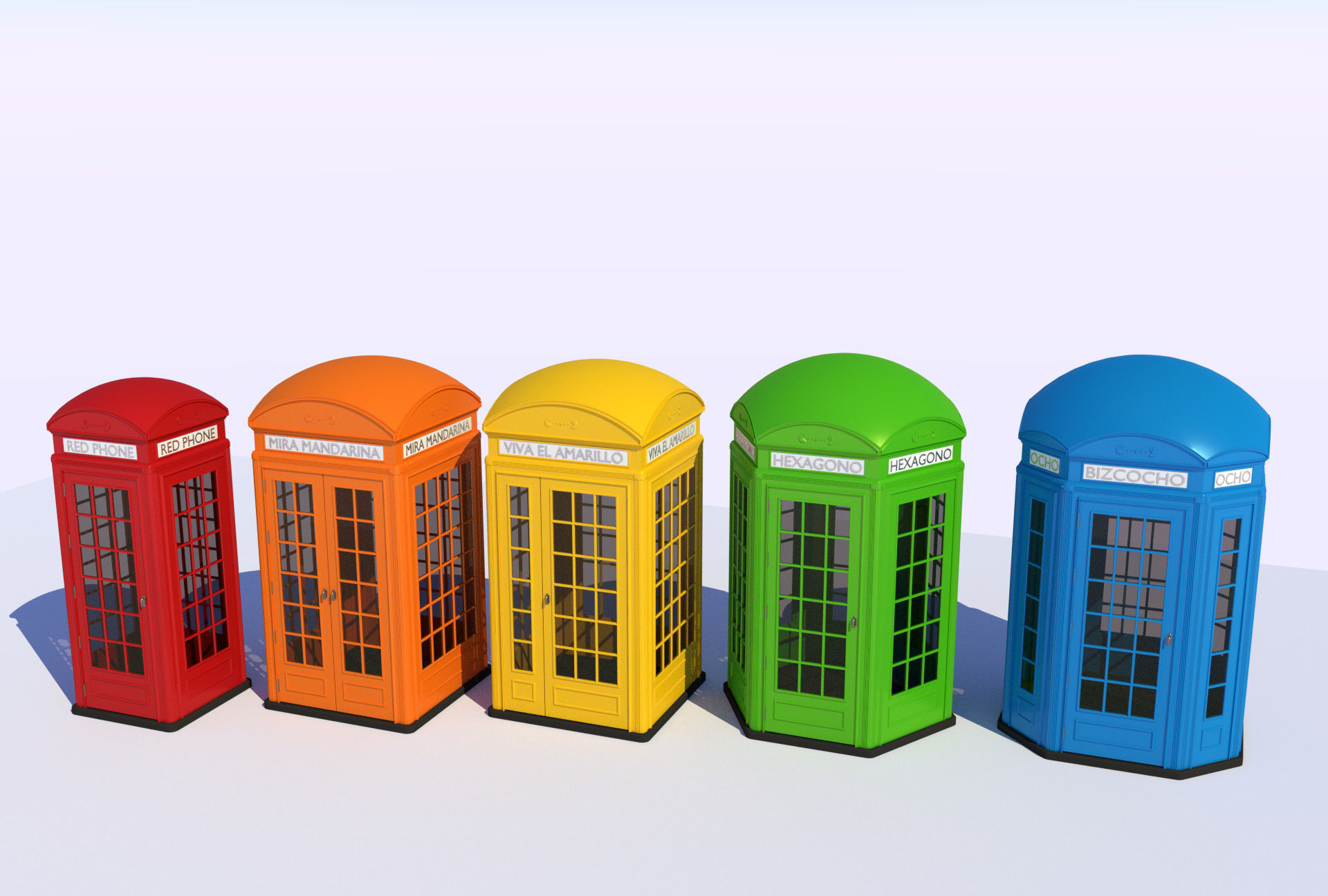 5x Classic British Phone Both different shapes 3D model_7