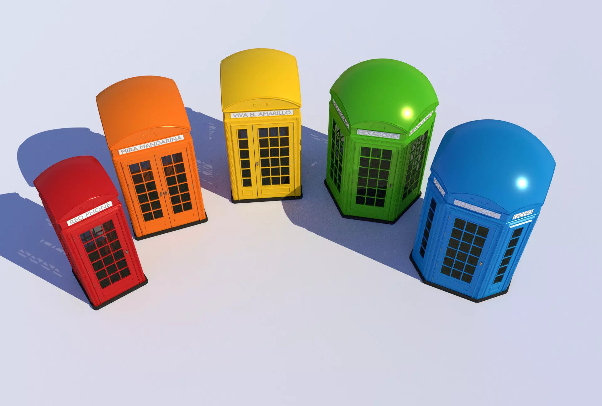 5x Classic British Phone Both different shapes 3D model_0